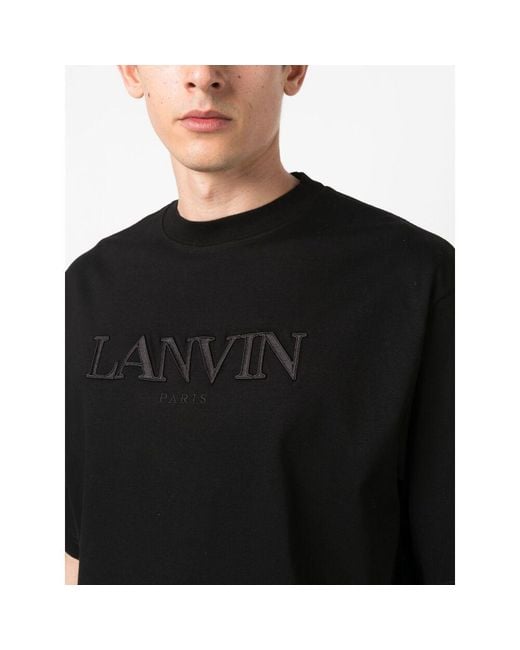 Lanvin Black Oversized Paris Embroidered T-Shirt for men