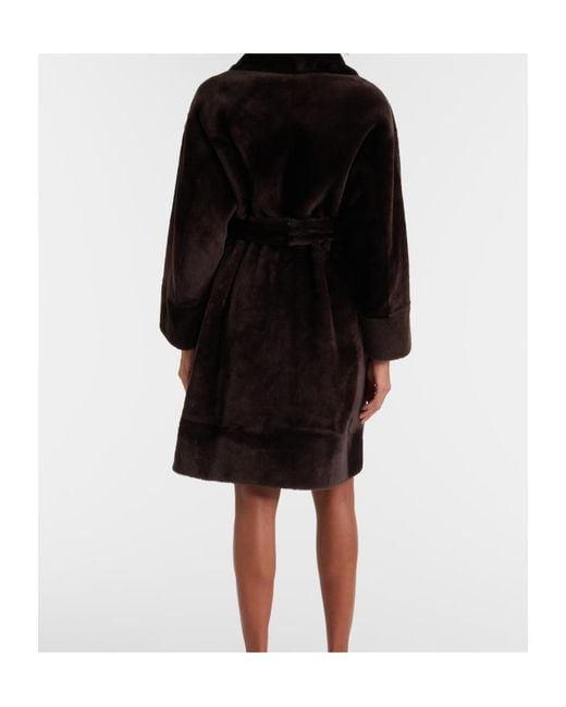 Nour Hammour Black Juno Shearling Wrap Coat