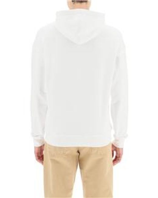 Moschino White Teddy Bear Printed Drawstring Hoodie for men