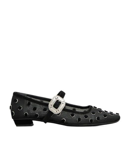 Roger Vivier Black Buckle-Embellished Ballet Flats