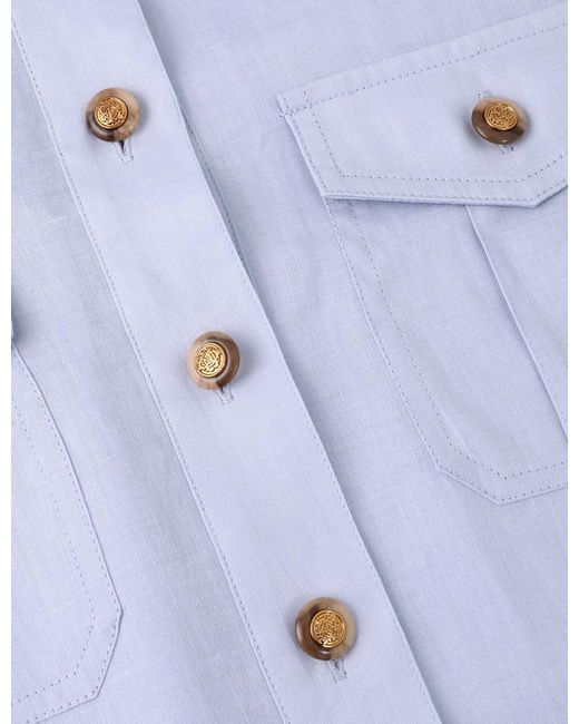 Zimmermann Blue Long-Sleeved Collared Shirt
