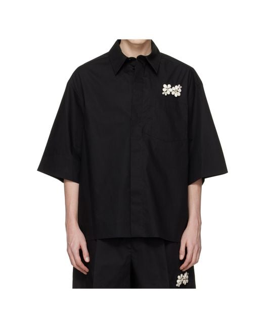 Simone Rocha Black Collared Short-Sleeved Shirt for men