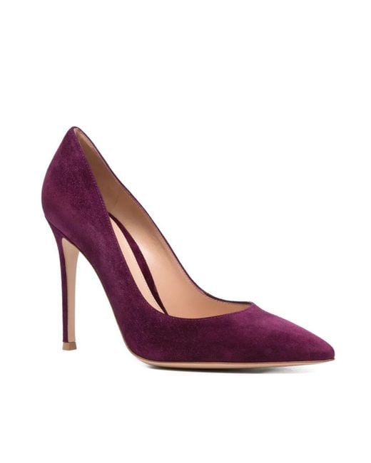 Gianvito Rossi Purple Pointed-Toe Suede Pumps