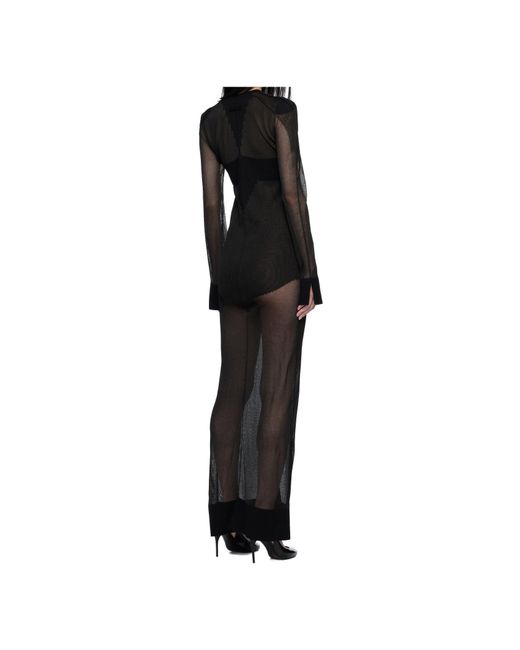 Jean Paul Gaultier Black Long-Sleeves Knitted Maxi Dress