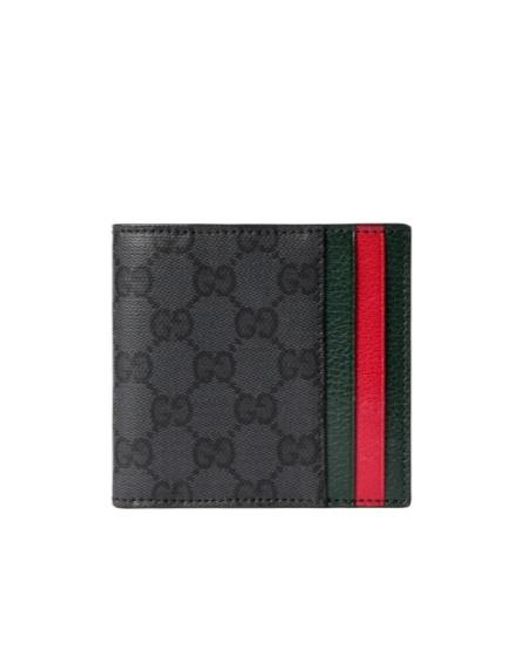 Gucci Black Bi-Fold Wallet With Web Card Slots for men