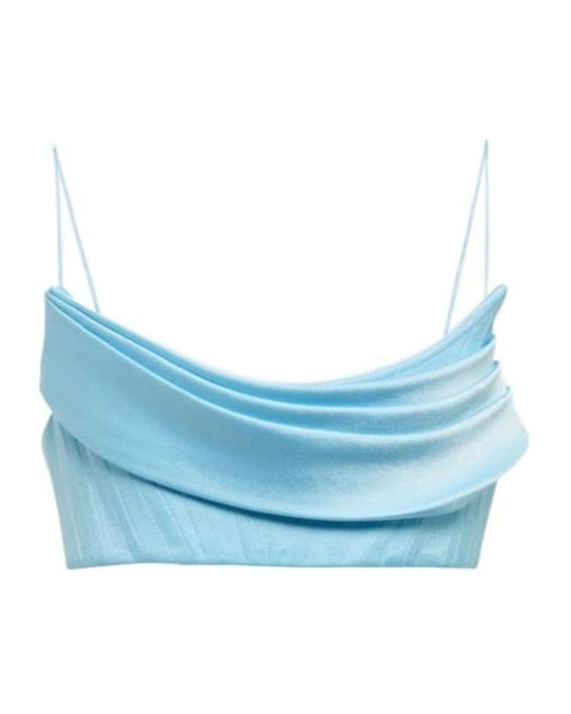 Alex Perry Blue Carva Satin Crêpe Crop Top