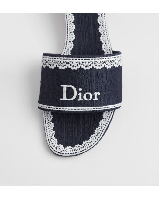 Dior Blue Dentelle Heeled Slide
