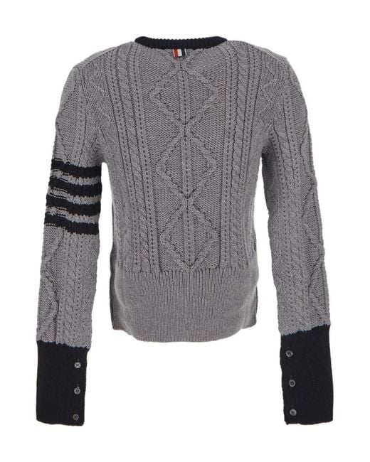 Thom Browne Gray Signature 4-Bar Stripe Crewneck Pullover