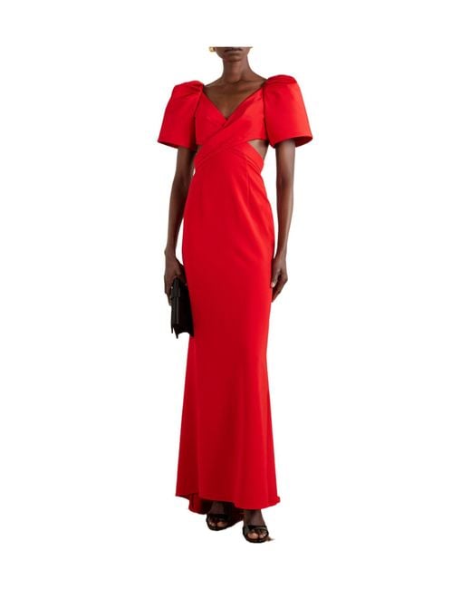 Carolina Herrera Red Cut-Out Silk-Faille And Crepe Gown