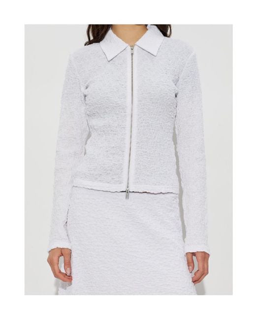 Samsøe & Samsøe White Zip Collared Top