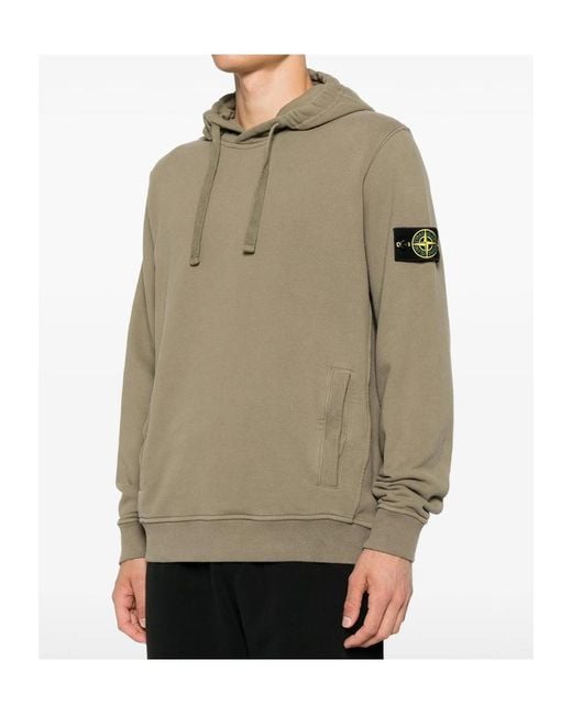 Stone Island Gray Logo-Patch Hoodie for men