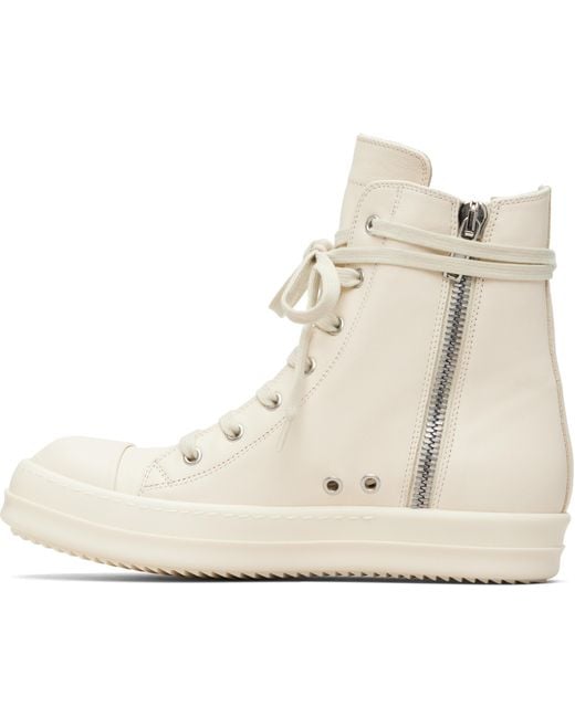 Rick Owens Natural Lace-Up High-Top Casual Sneakers for men
