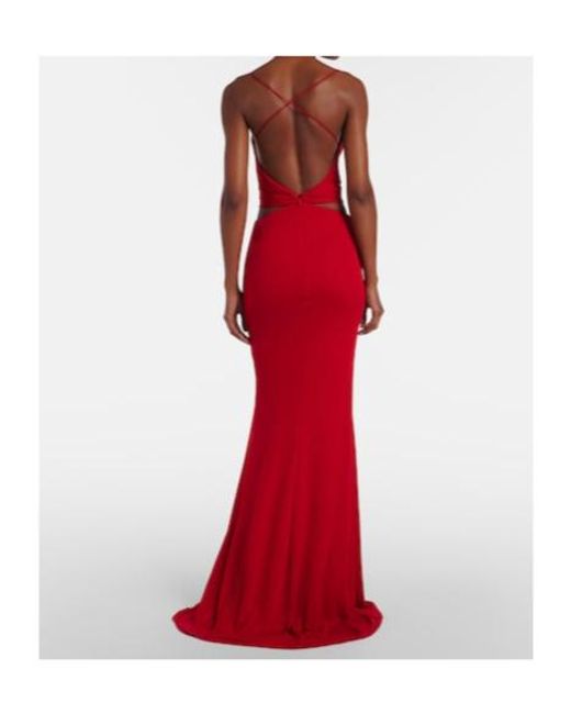 Roberto Cavalli Red Open-Back Gown