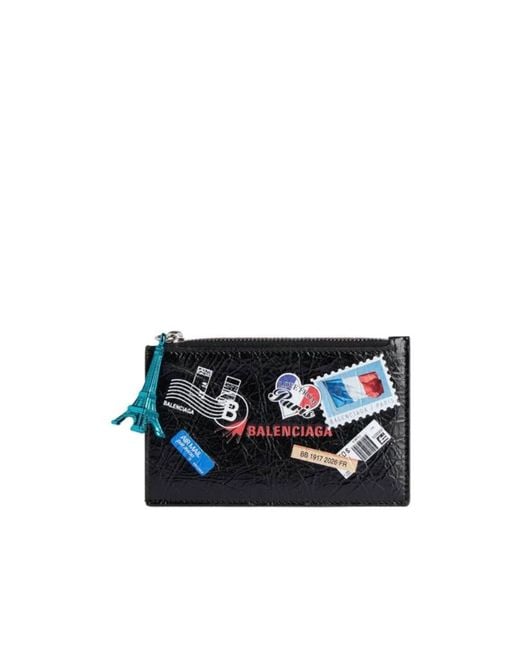 Balenciaga Blue Cash Printed Zip Wallet for men