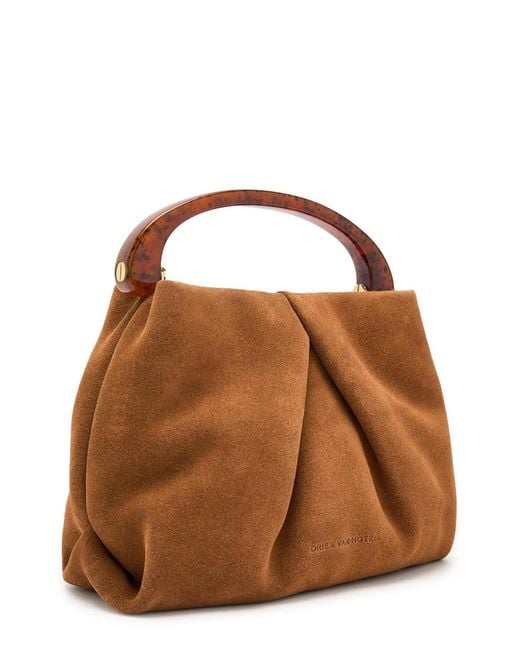 Dries Van Noten Brown Crisp Suede Top Handle Bag