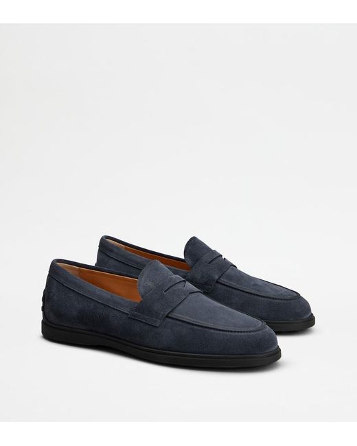 Tod's Blue Round Toe Loafers for men