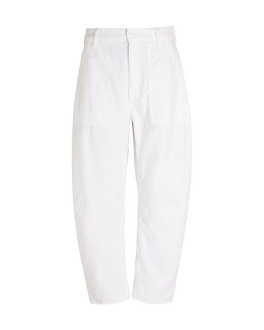 Polo Ralph Lauren White Barrel-Leg Cotton Trousers