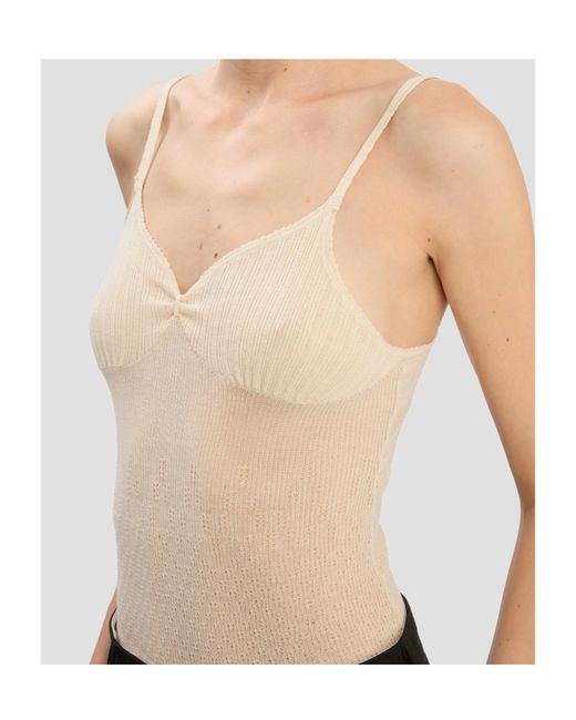 Victoria Beckham Natural Ribbed-Knit Tank Top