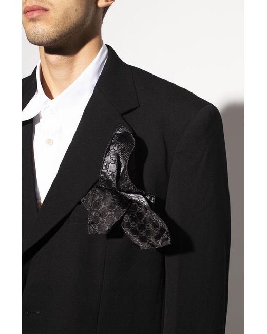 Moschino Black Logo Printed Pocket Square for men