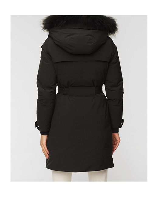 Woolrich Black Belted Waist Hooded Padded Coat