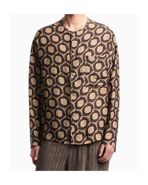 Emporio Armani Natural Geometric Print Shirt for men
