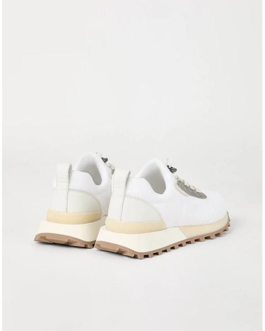 Brunello Cucinelli White Monili Chain-Detail Sneakers