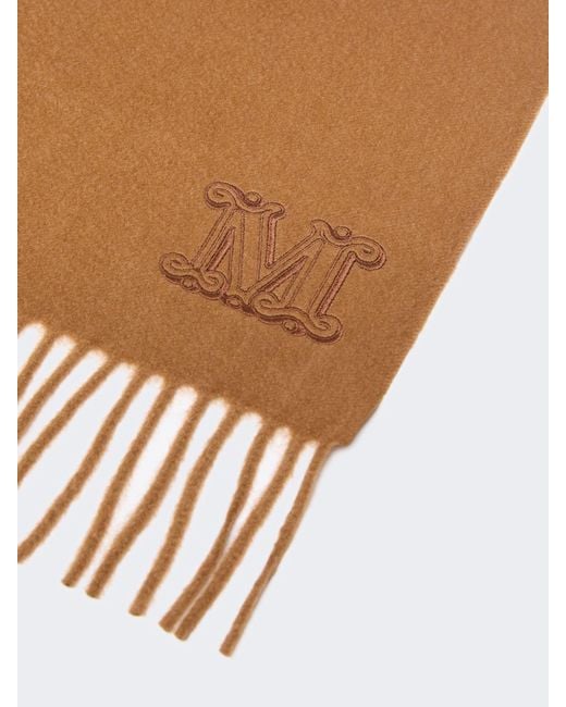 Max Mara Natural Cashmere Stole With Monogram Embroidery
