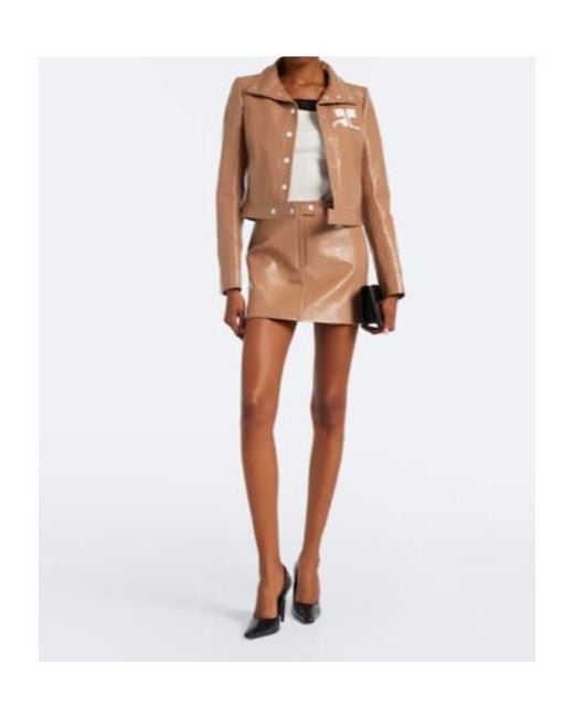 Courreges Brown Reedition Vinyl Miniskirt