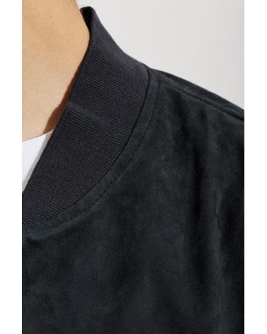 AllSaints Blue Suede Bomber Jacket for men