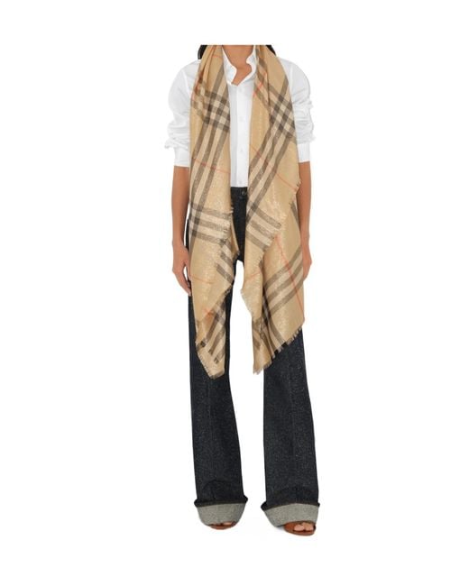 Burberry Natural Checked Frayed-Edge Scarf for men