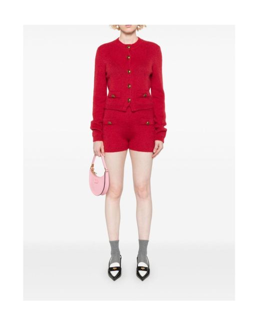 Twinset Red Button-Detail Shorts