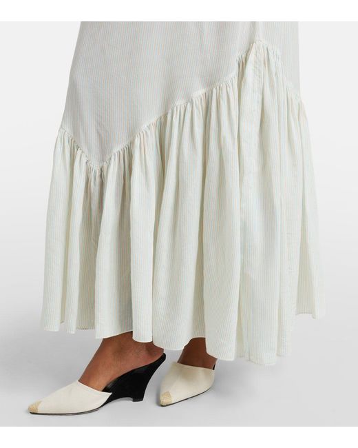 Patou White Striped Halterneck Open-Back Maxi Dress