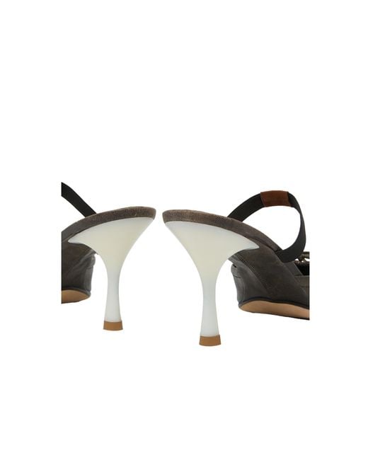 MM6 by Maison Margiela Black Square-Toe Leather Ballerina Mules