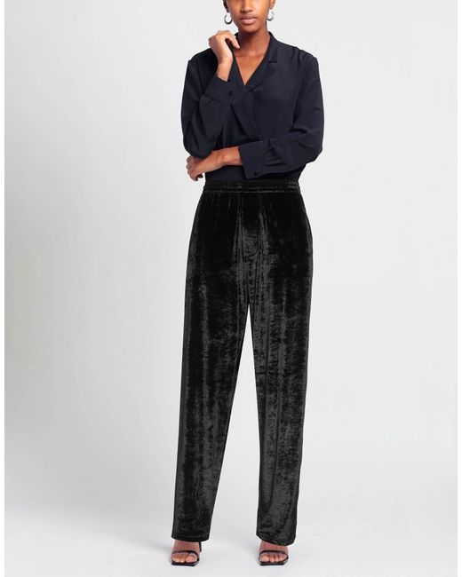 Balenciaga Black High-Waisted Elastic Velvet Trousers