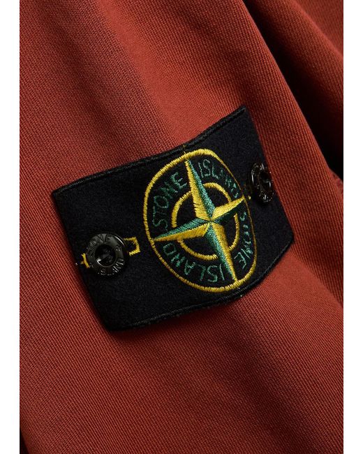 Stone Island Red Hooded Cotton Sweatshirt for men
