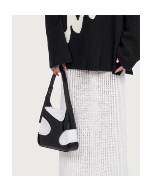 Ferragamo Black Ferragamo Cut-Out Detailed Logo Debossed Shoulder Bag