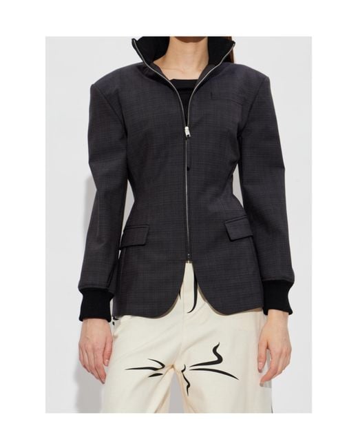 Moschino Black Stand Collar Zip Blazer