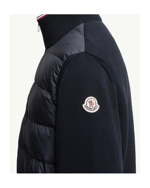 Moncler Blue Logo Patch Zip-Up Padded Jacket for men