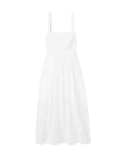 Saloni White Minimalist Embroidered Dress