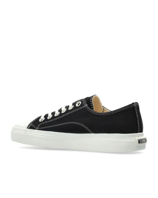 Moschino Black Square-Toe Low-Top Sneakers