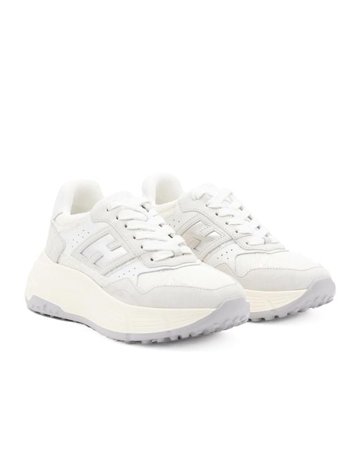 Hogan White Panelled Lace-Up Sneakers