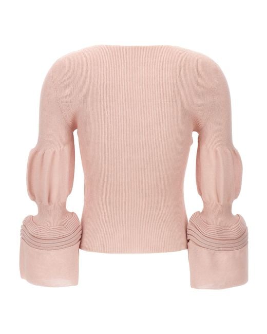 Issey Miyake Pink Assemblage Puff-Sleeved Branch Top
