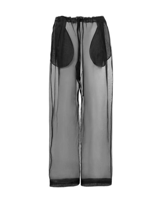 Khaite Gray Trenton Stretch Silk Organza Pants