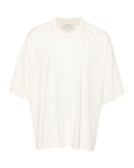 Studio Nicholson White Logo Printed Crewneck T-Shirt for men