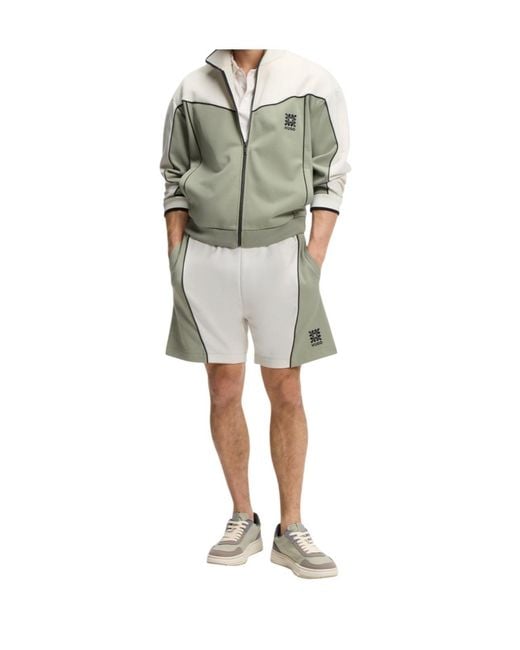 Boss Green Colour-Block Zip-Up Sweatshirt for men