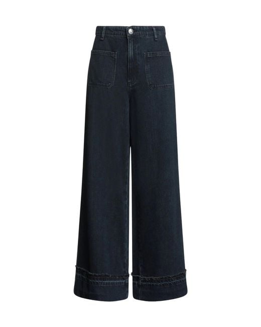 Rag & Bone Blue Plain Colour Wide-Leg Jeans
