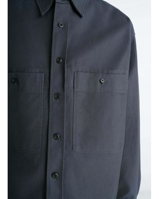 Lemaire Blue Long Sleeved Buttoned Overshirt for men