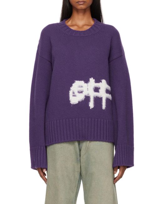 Off-White c/o Virgil Abloh Purple Logo Intarsia Jumper