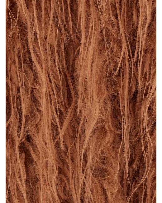 Forte_forte Brown Textured Faux Fur Jacket