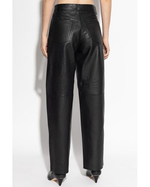 Samsøe & Samsøe Black Saharpal Leather Panelled-Design Trousers